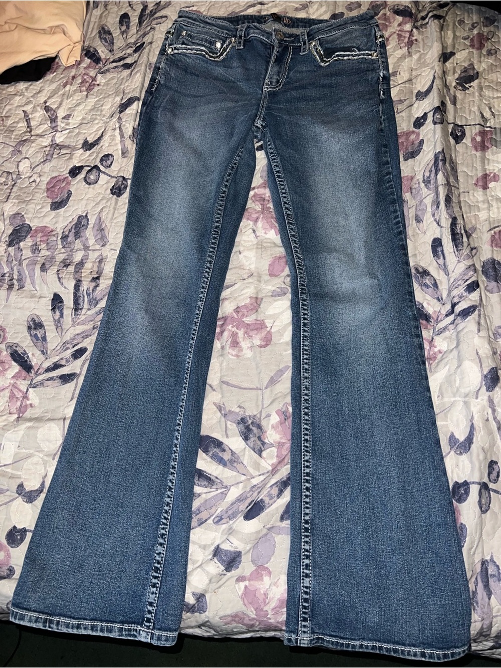 Shyanne Women's Bootcut Jeans - Dark Blue Wash with Fading